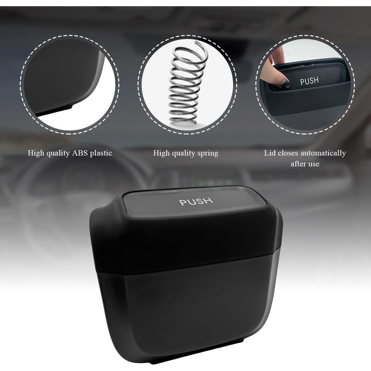 Basurero de coche Gasedin con tapa y 30 bolsas, negro