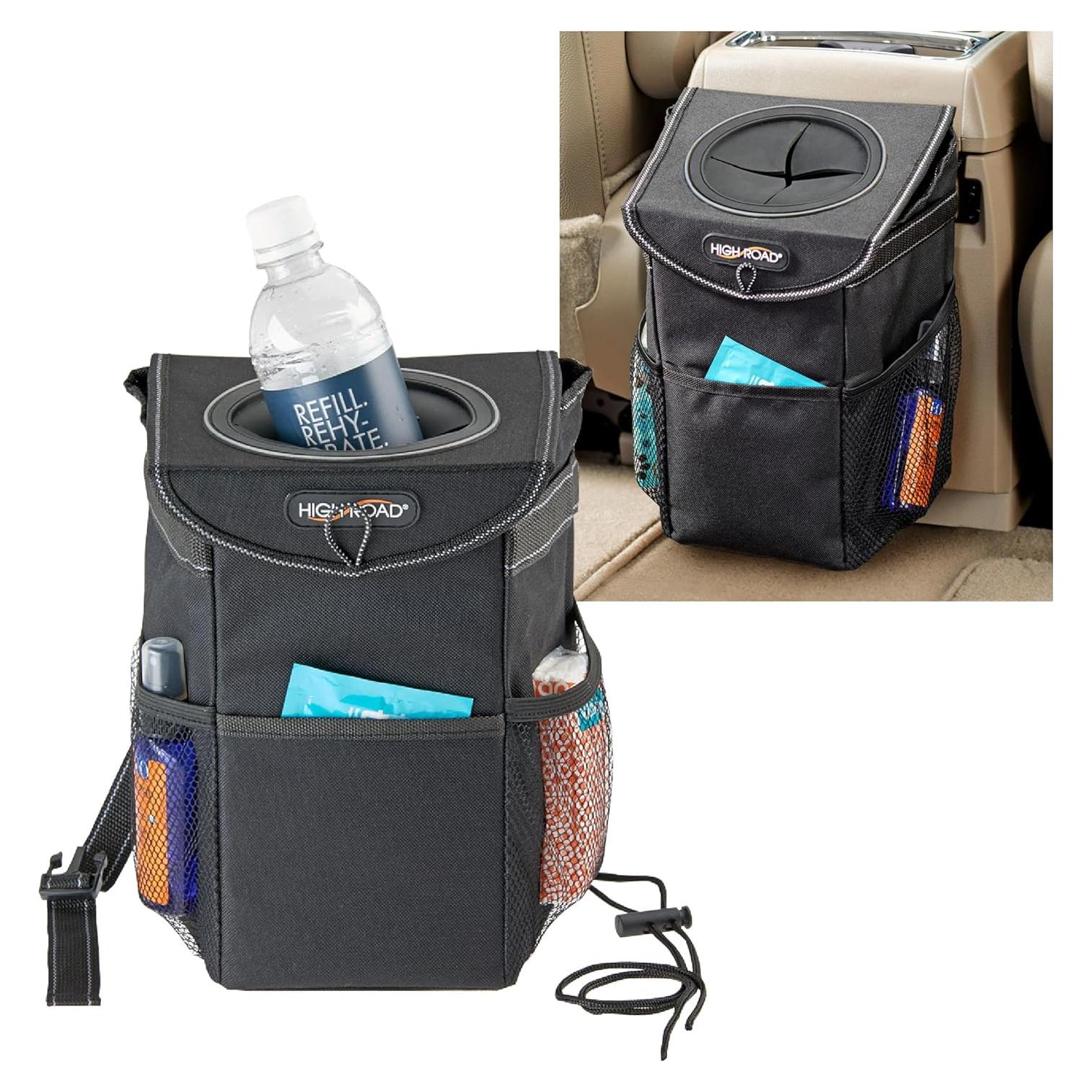 Basurero de Coche StashAway Talus Negro con Tapa de Goma