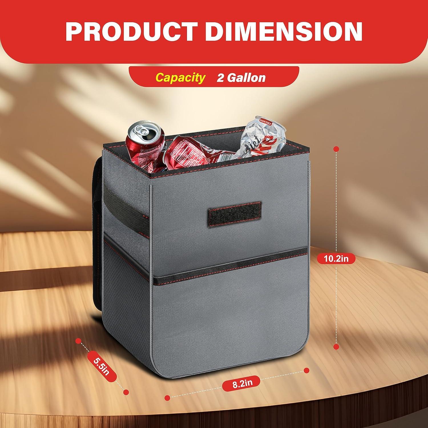 Basurero de Coche Simple Deluxe Plegable 7.57L Gris