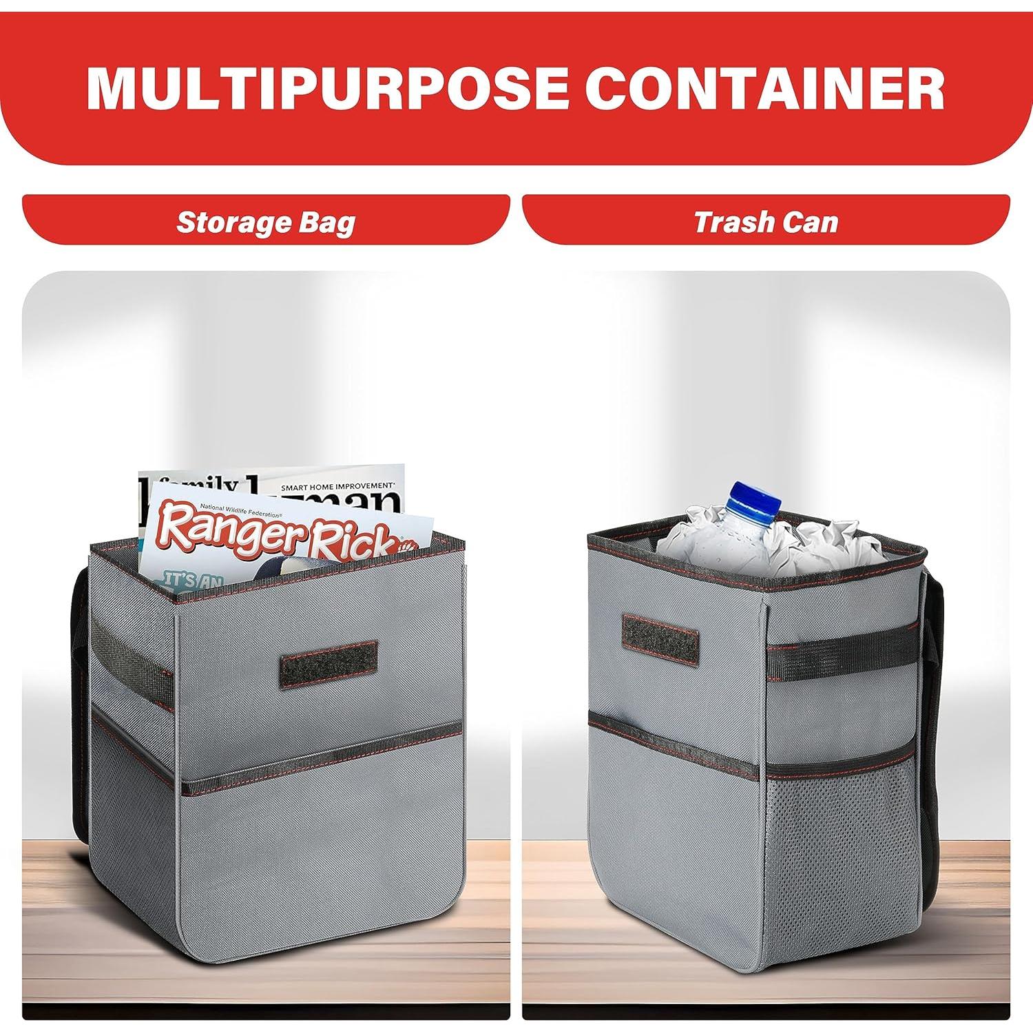 Basurero de Coche Simple Deluxe Plegable 7.57L Gris