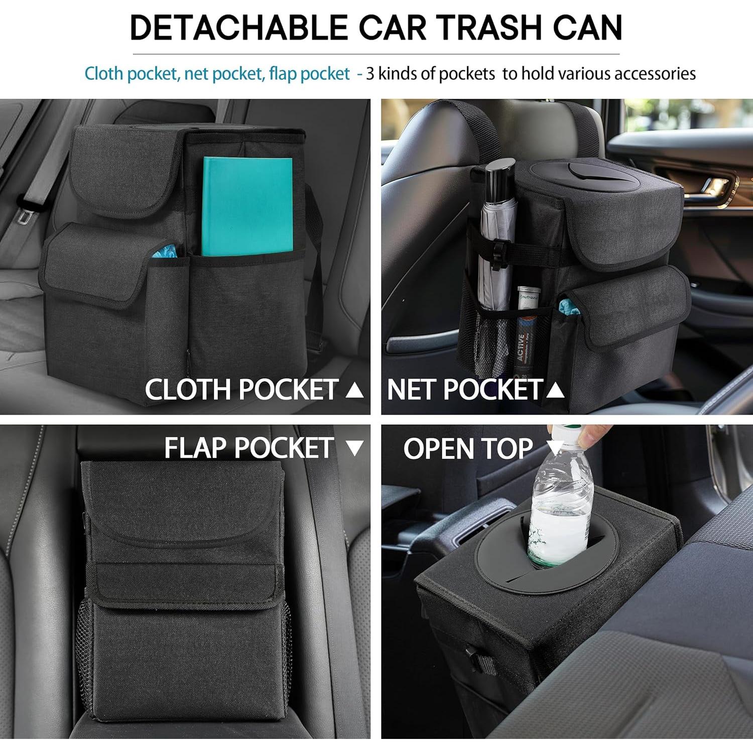 Basurero de Auto Time2go Impermeable 6.81L con Tapa y Bolsillos