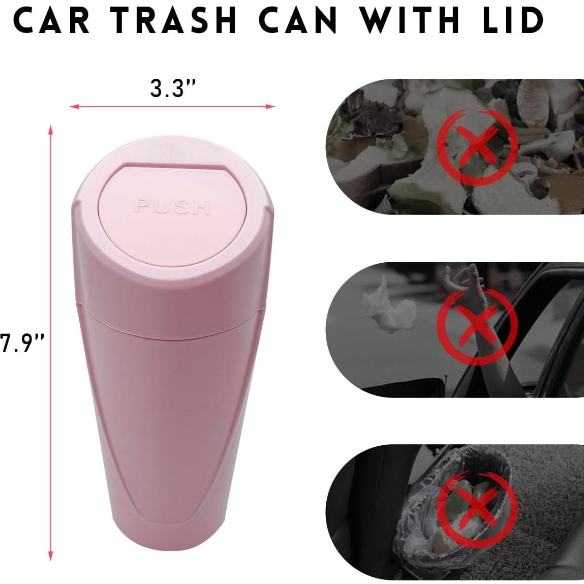 Bote de Basura para Auto Wevdn Rosa 1200ml a Prueba de Fugas