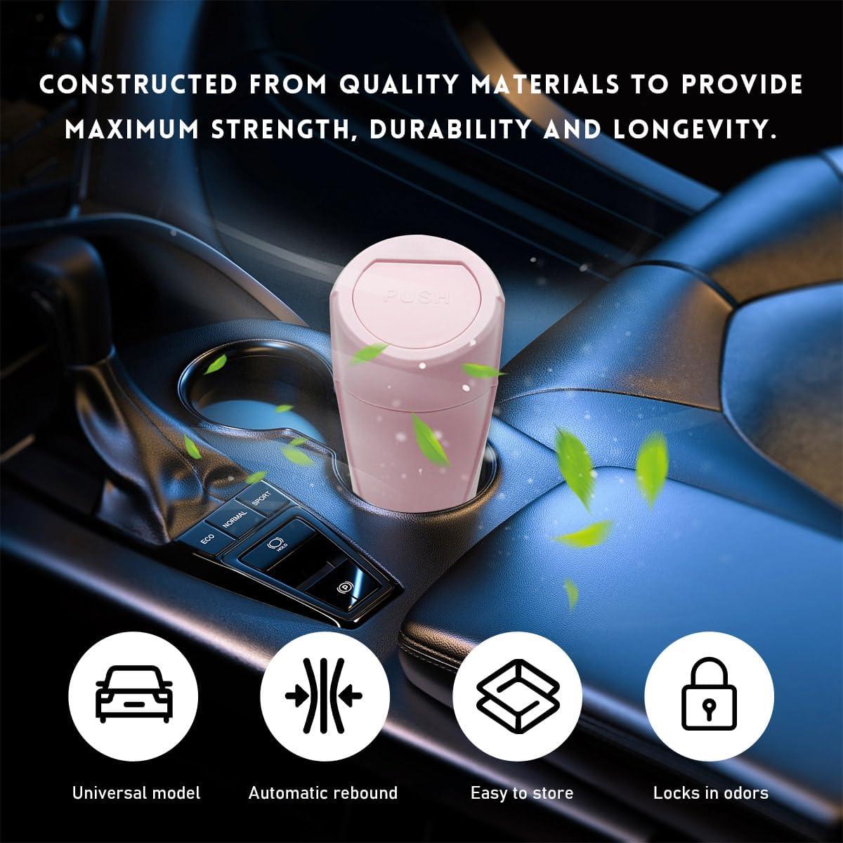 Bote de Basura para Auto Wevdn Rosa 1200ml a Prueba de Fugas