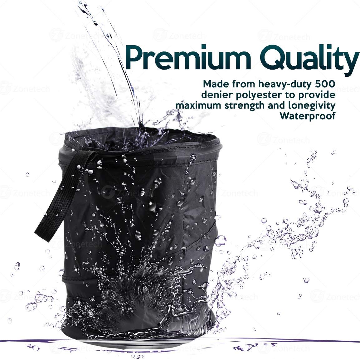 Basurero Portátil ZONETECH Plegable a Prueba de Fugas - Negro