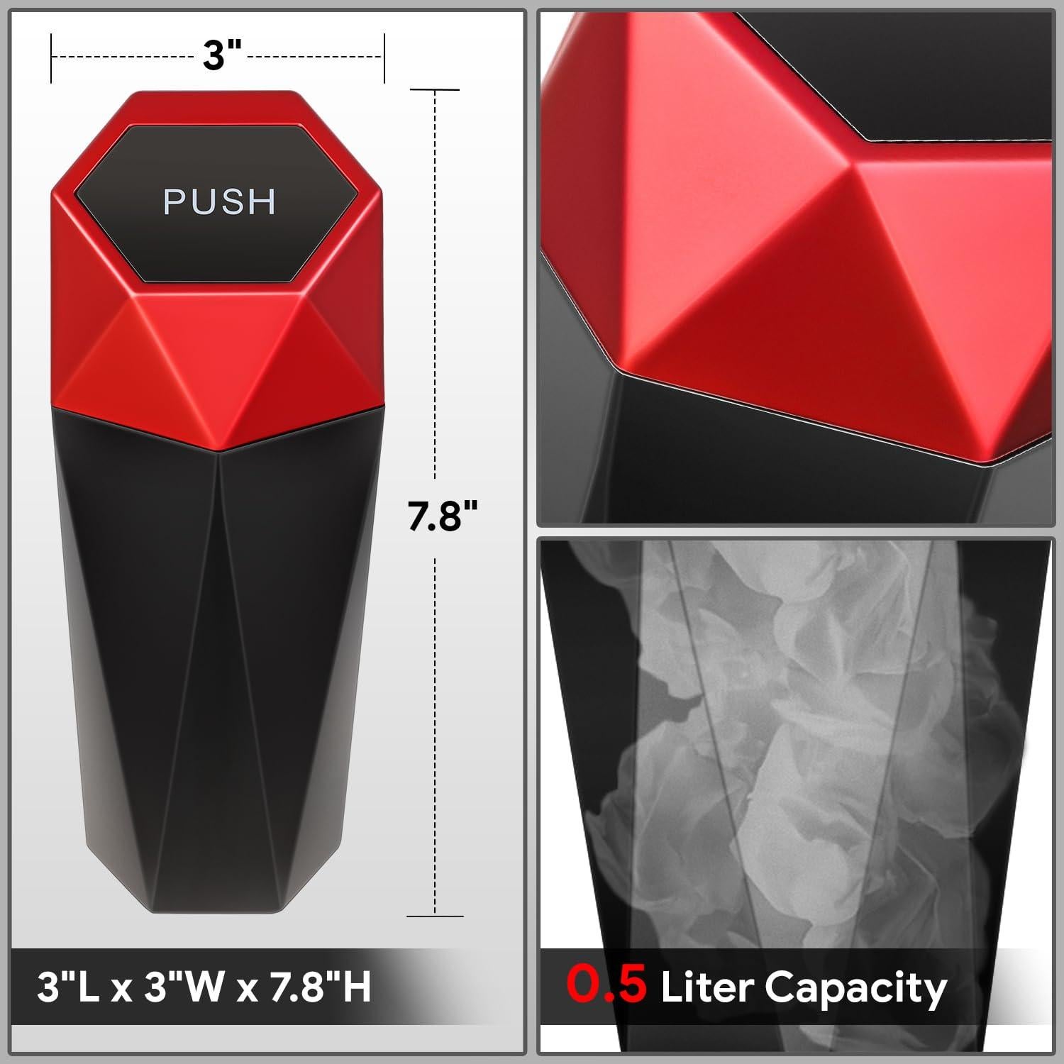 Cubo de Basura Compacto DNA Motoring Negro/Rojo 0.5L