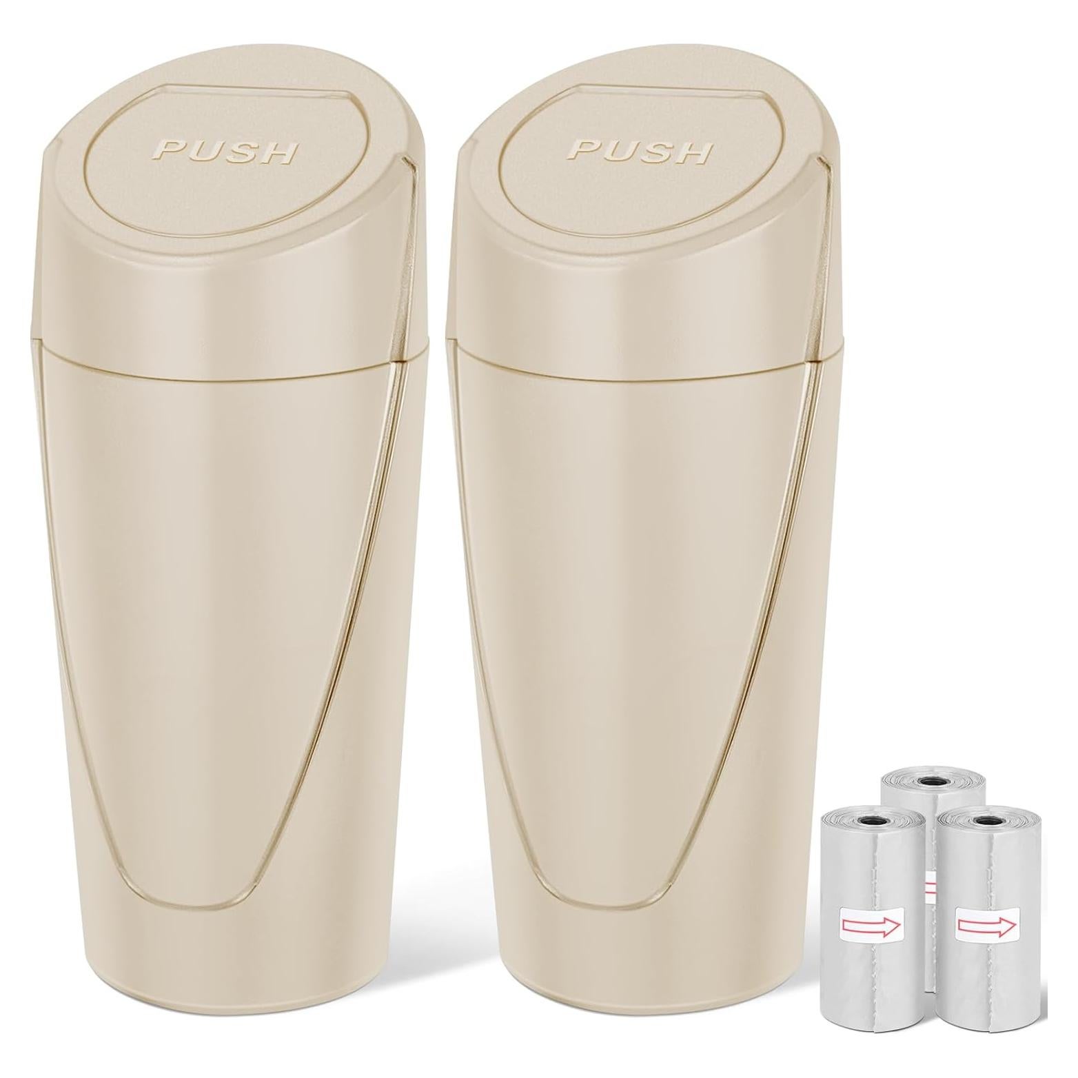 Basurero de Auto Kincown Beige con Tapa y 60 Bolsas