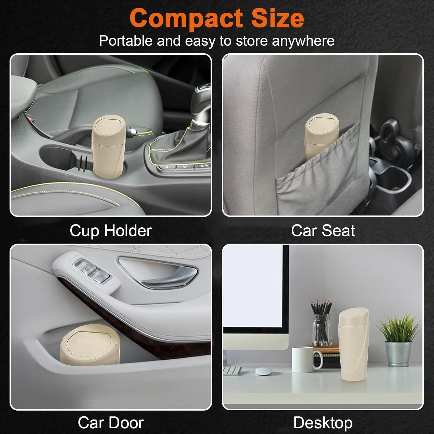 Basurero de Auto Kincown Beige con Tapa y 60 Bolsas