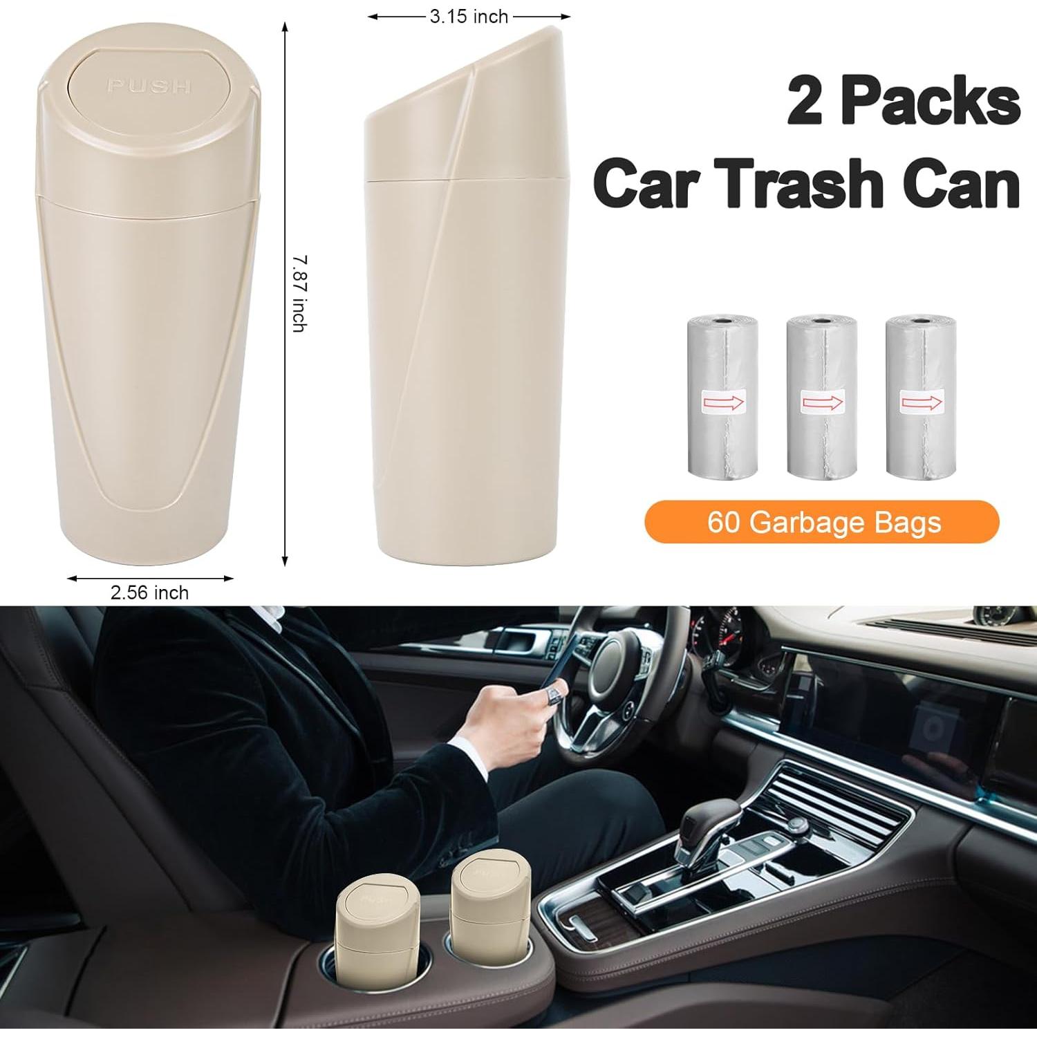 Basurero de Auto Kincown Beige con Tapa y 60 Bolsas