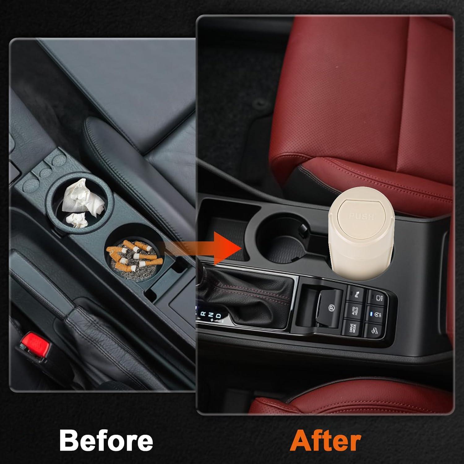 Basurero de Auto Kincown Beige con Tapa y 60 Bolsas