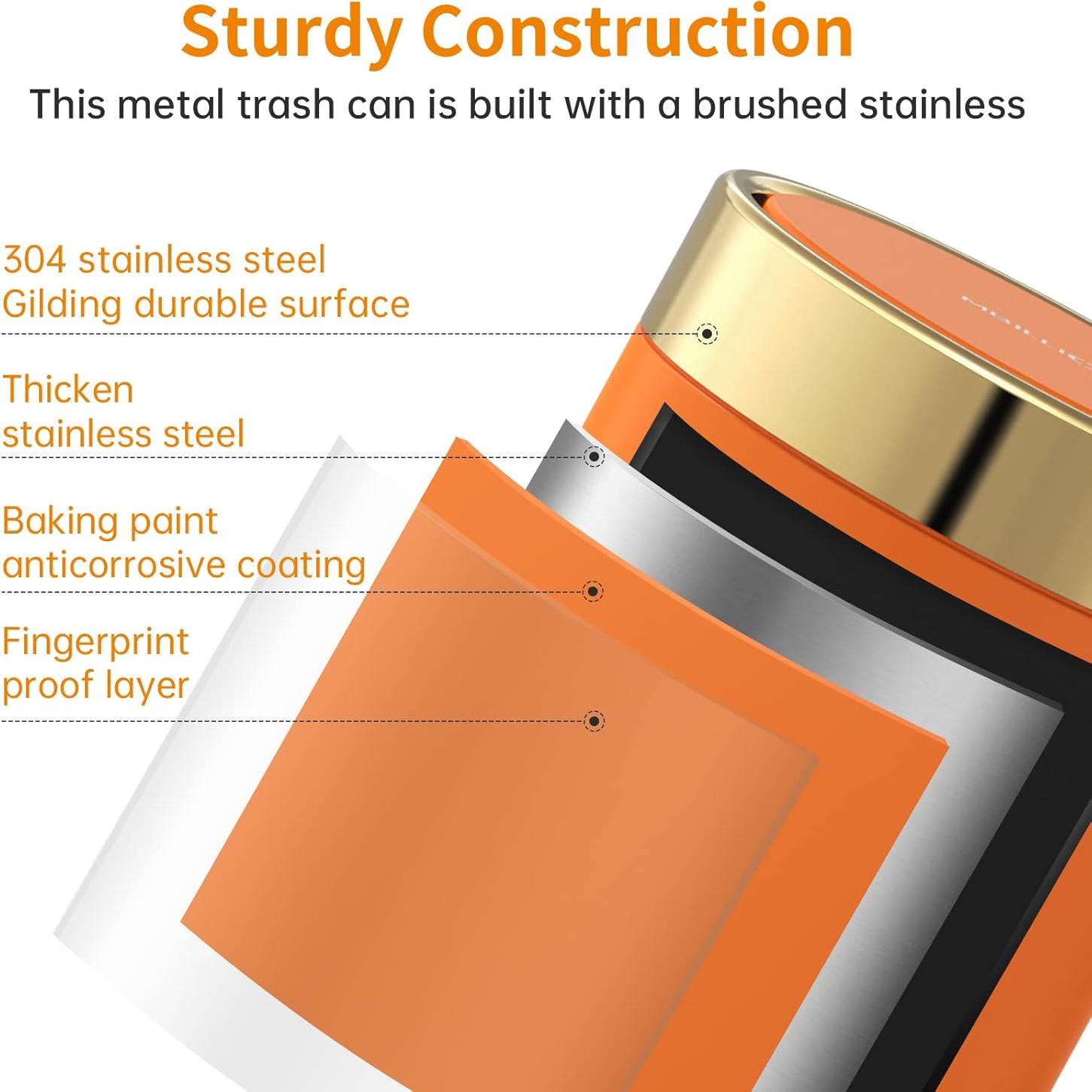 Mini Cubo de Basura Mbillion 1.5L Acero Inoxidable Tapa Abatible