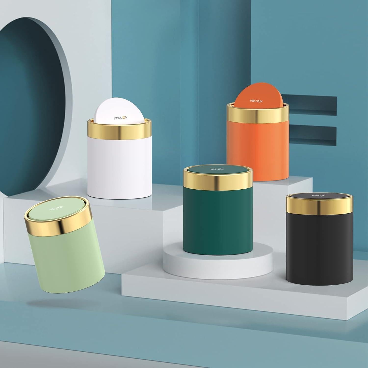 Mini Cubo de Basura Mbillion 1.5L Acero Inoxidable Tapa Abatible