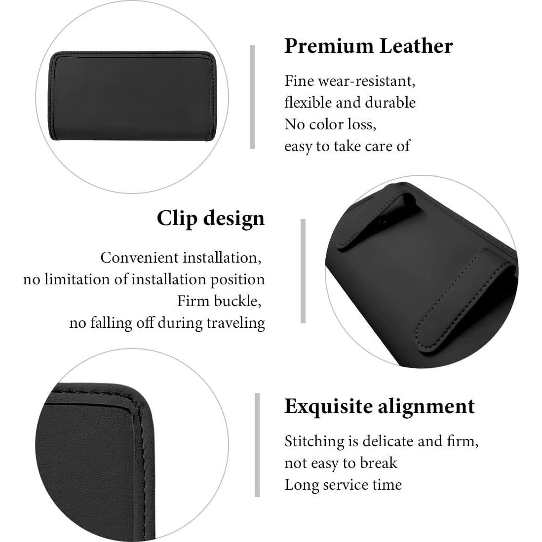 Basurero de Auto DXNQ Plegable de Cuero Negro 1.89L