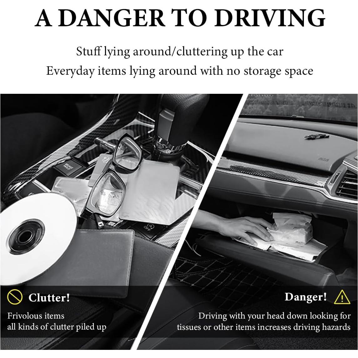 Basurero de Auto DXNQ Plegable de Cuero Negro 1.89L