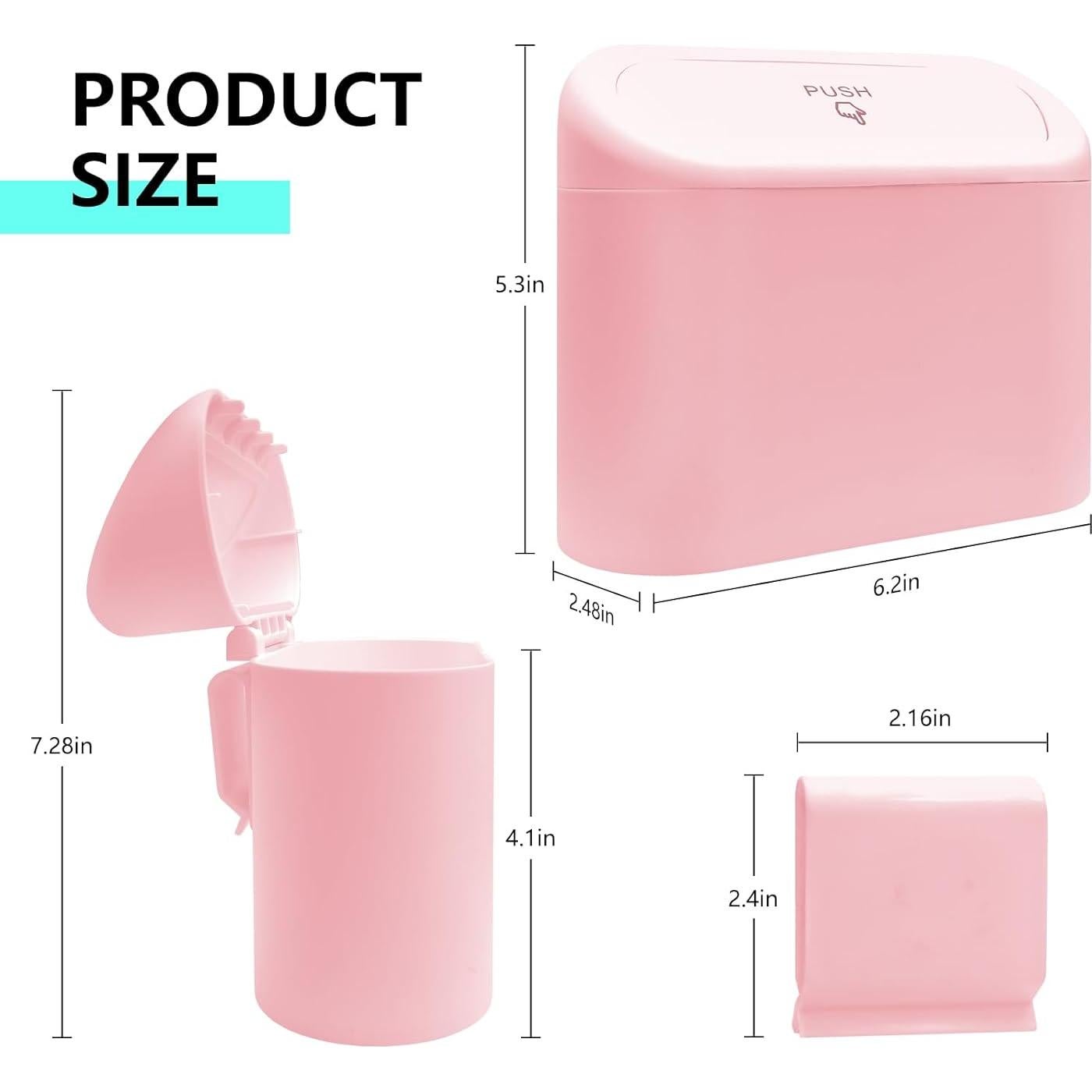 Basurero de Auto Touobaiili 1.2 Galones Rosa con 3 Rollos