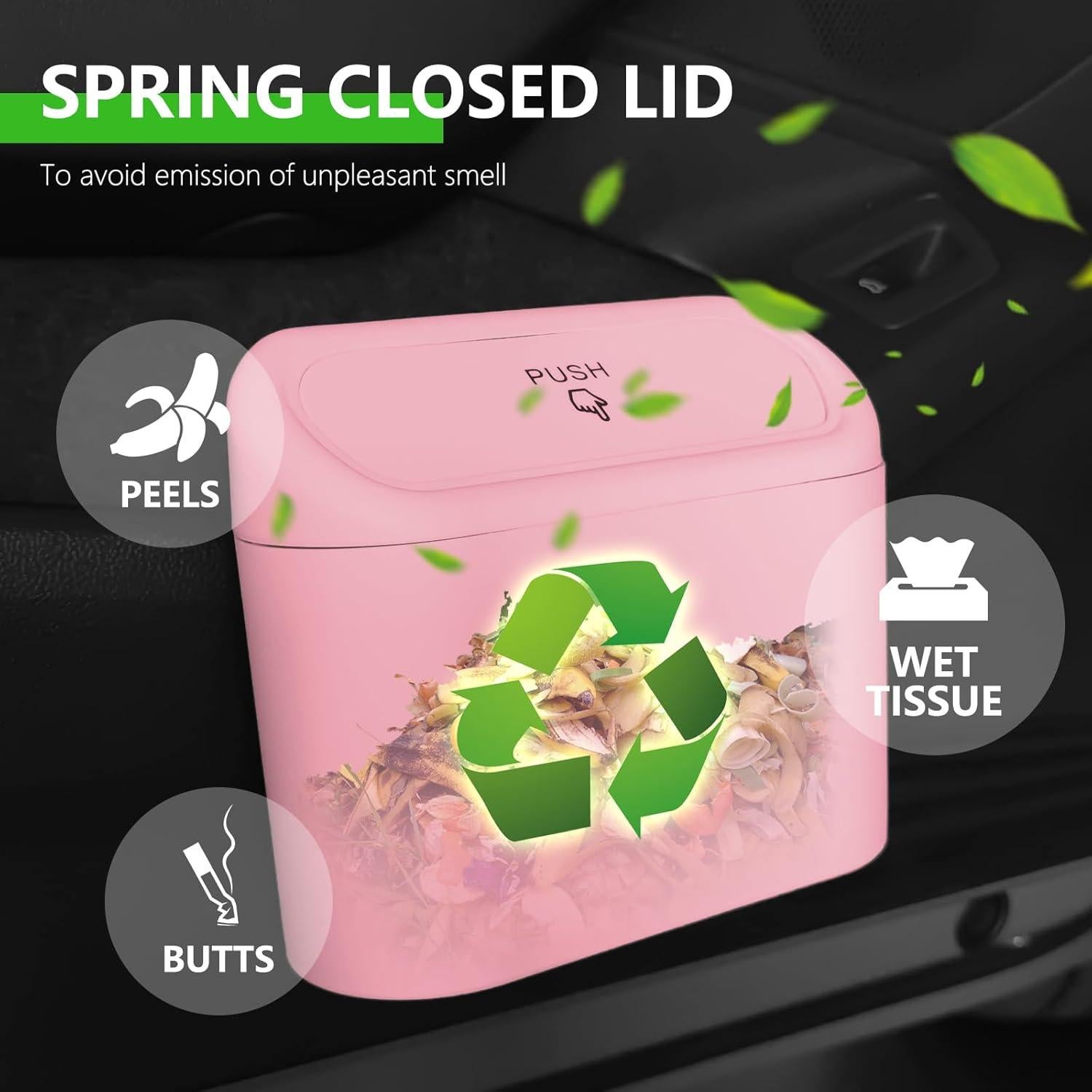 Basurero de Auto Touobaiili 1.2 Galones Rosa con 3 Rollos