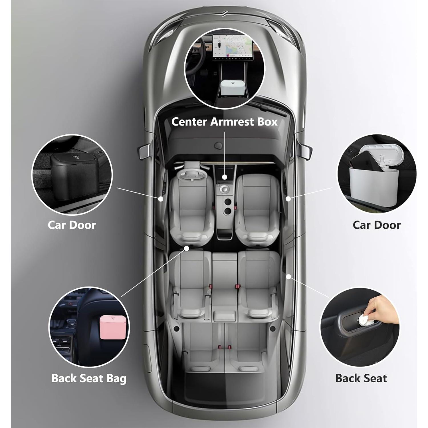 Basurero de Auto Touobaiili 1.2 Galones Rosa con 3 Rollos