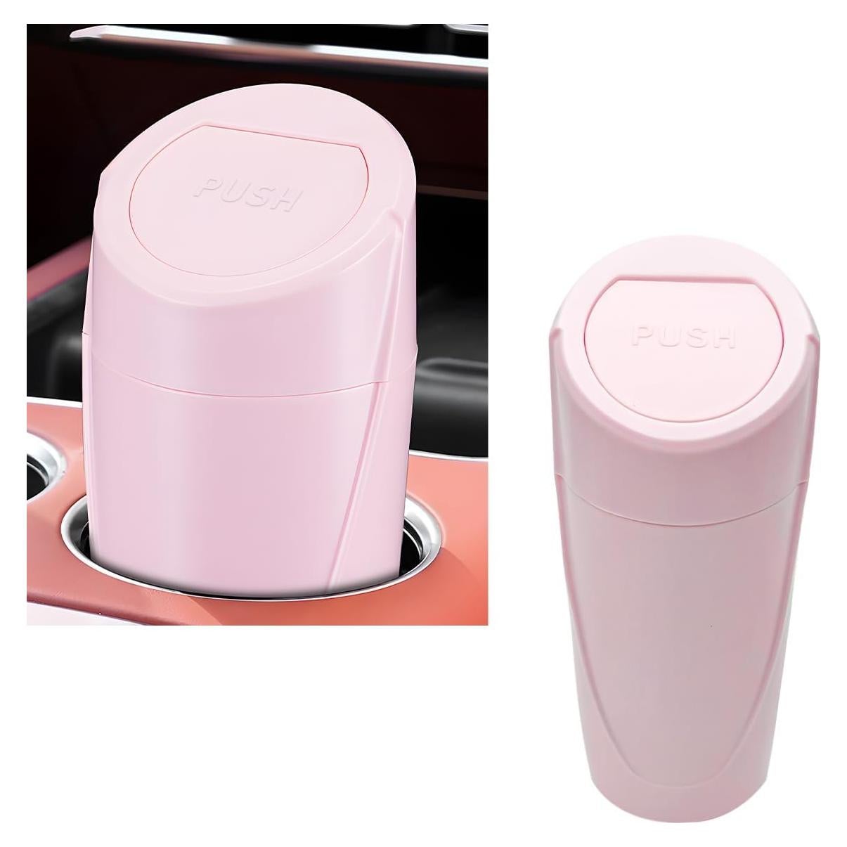 Basurero para Auto SHMZK con Tapa a Prueba de Fugas 1.2L Rosa