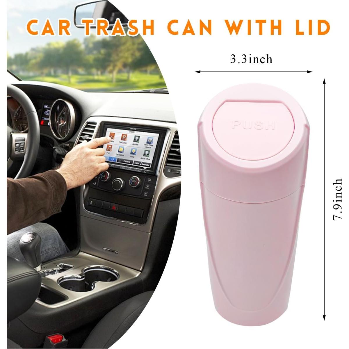 Basurero para Auto SHMZK con Tapa a Prueba de Fugas 1.2L Rosa