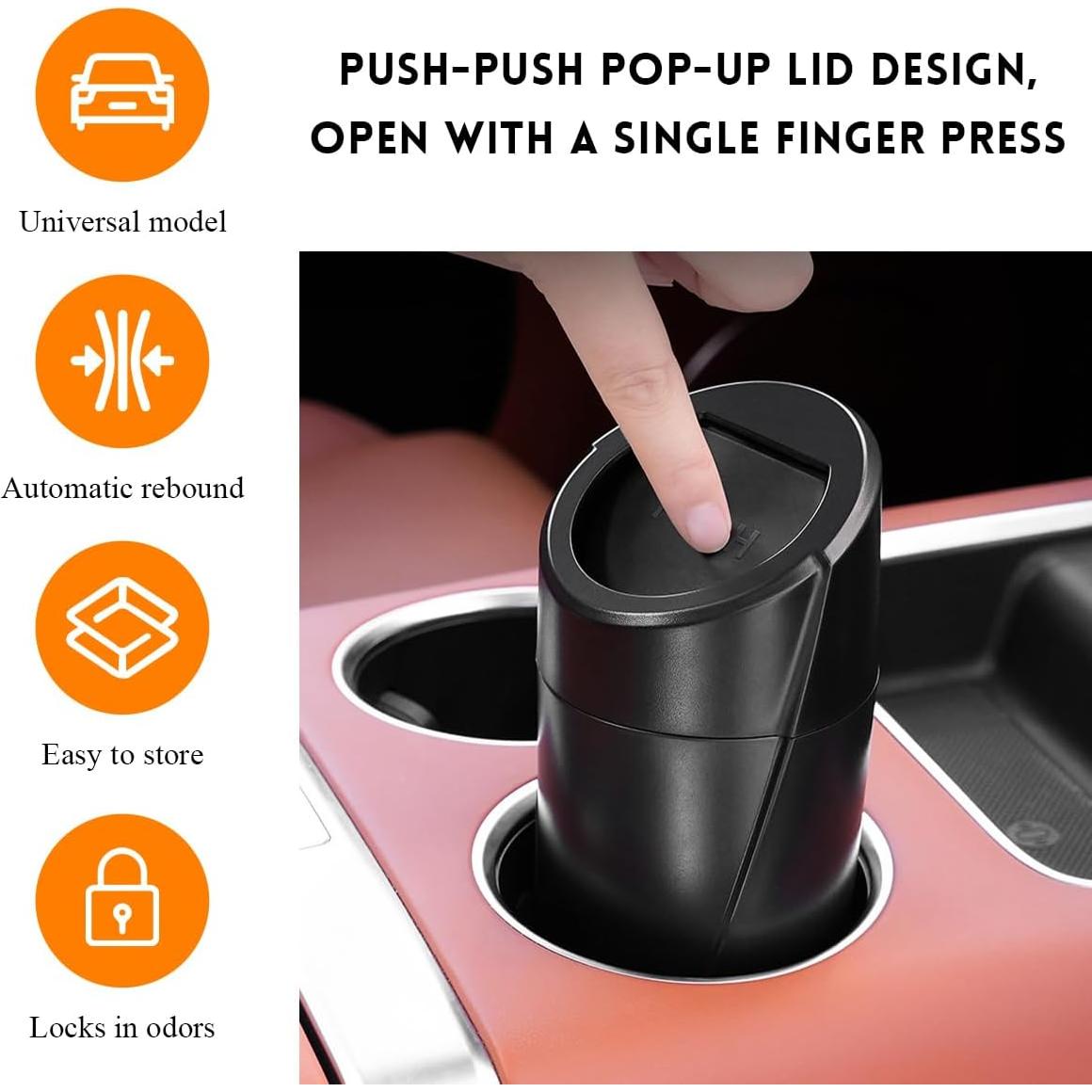 Basurero para Auto SHMZK con Tapa a Prueba de Fugas 1.2L Rosa