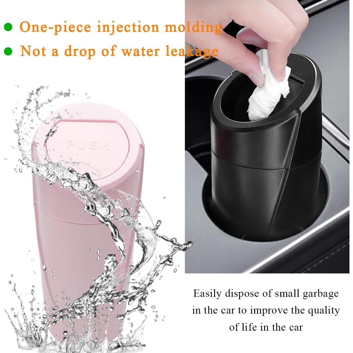 Basurero para Auto SHMZK con Tapa a Prueba de Fugas 1.2L Rosa