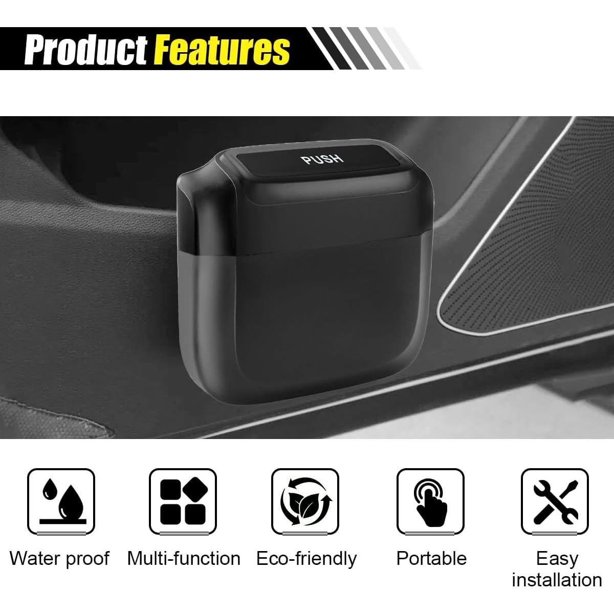 Mini Basurero de Auto SMILFUY con Tapa a Prueba de Fugas