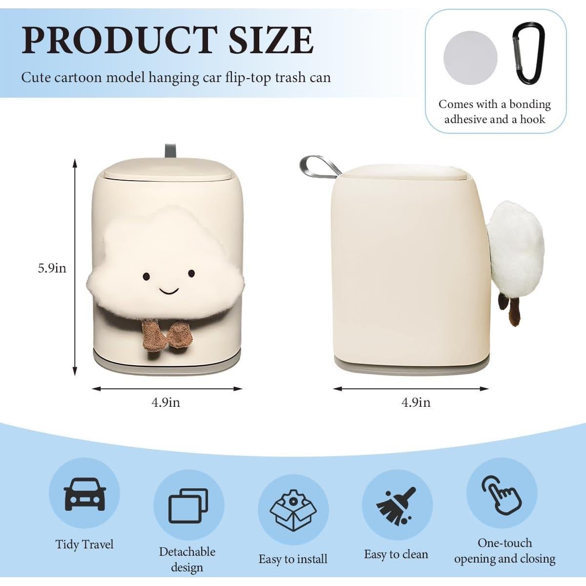 Bote de Basura para Auto SHMZK Nube Sonriente Desmontable