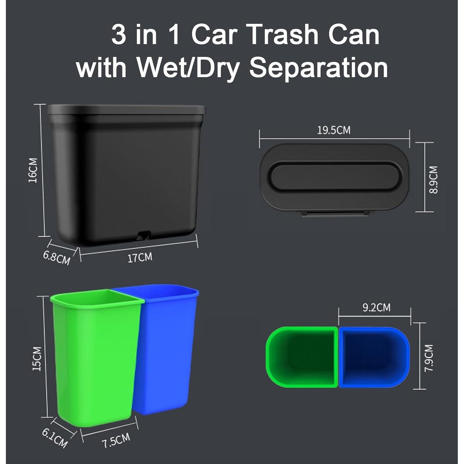 Basurero de Auto Doble Compartimento MargGona - Verde y Azul