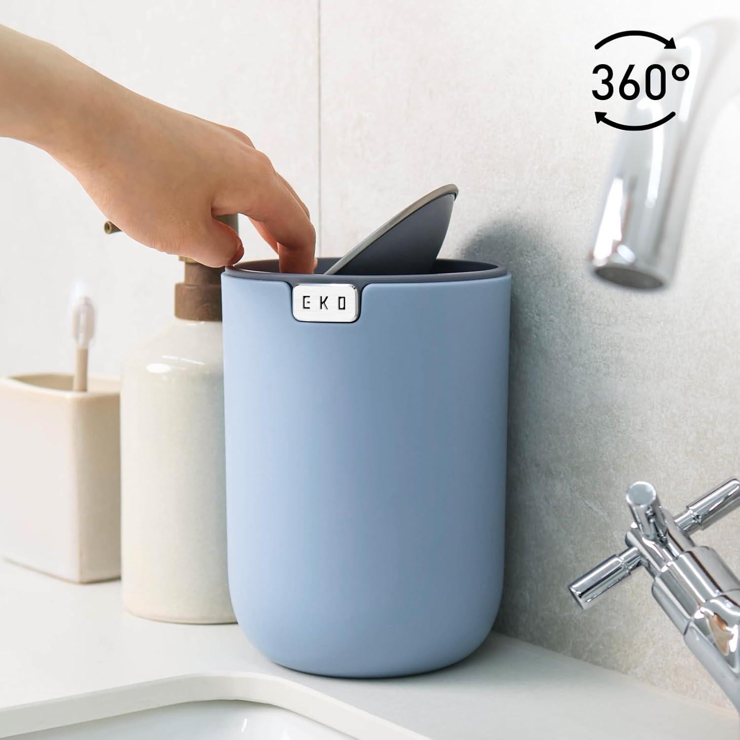 Basurero de Escritorio EKO Mini 12x12 cm Azul Tapa Basculante