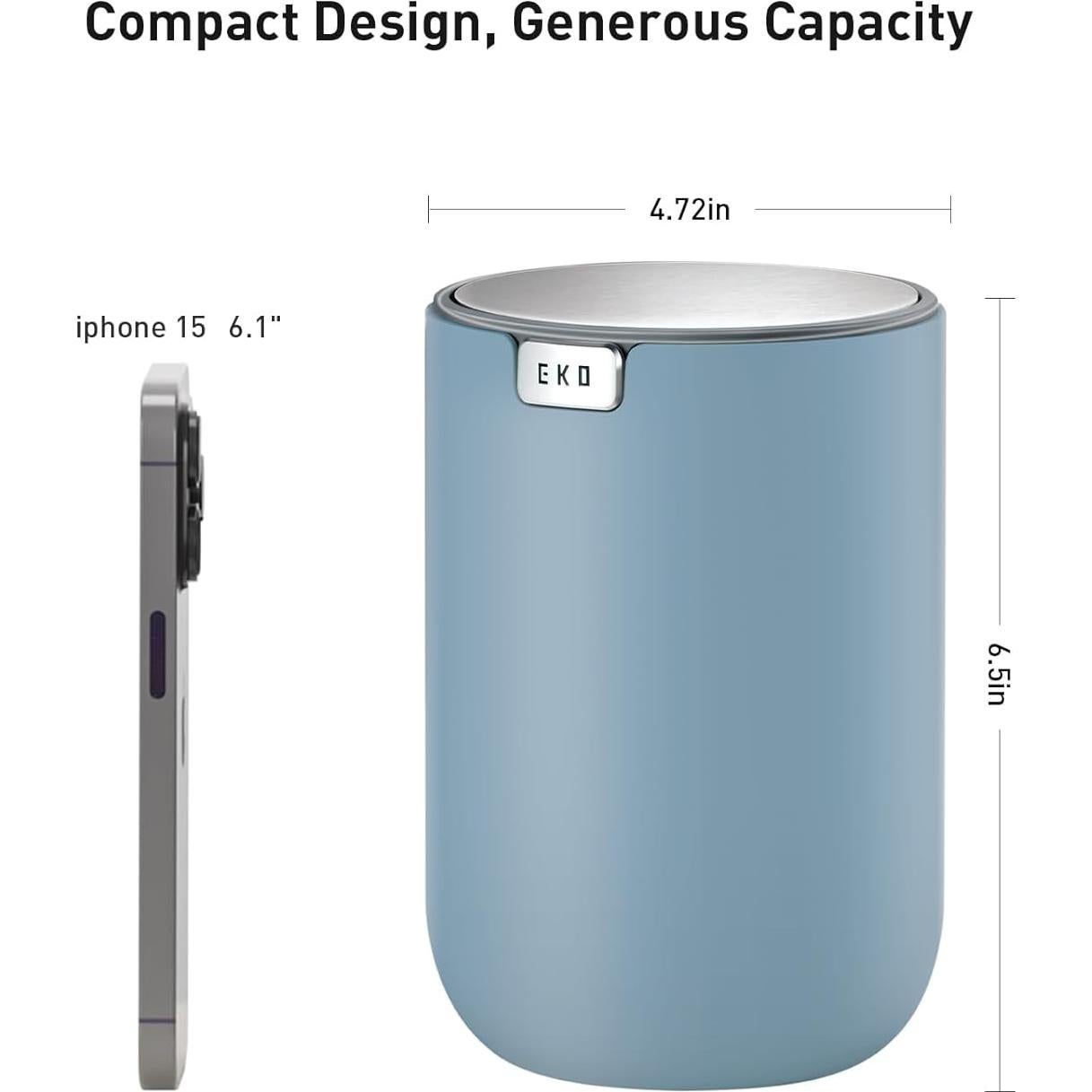 Basurero de Escritorio EKO Mini 12x12 cm Azul Tapa Basculante