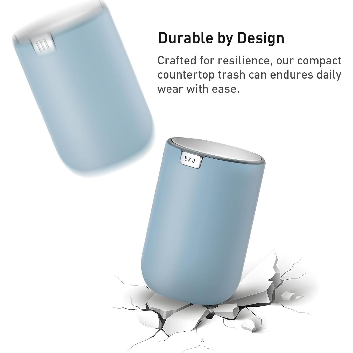 Basurero de Escritorio EKO Mini 12x12 cm Azul Tapa Basculante
