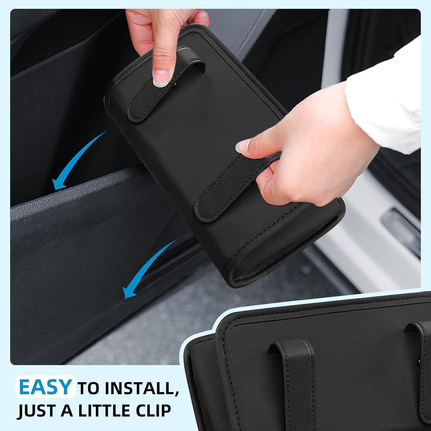 Basurero de Coche Zmoso Plegable de Cuero Negro 1.89L