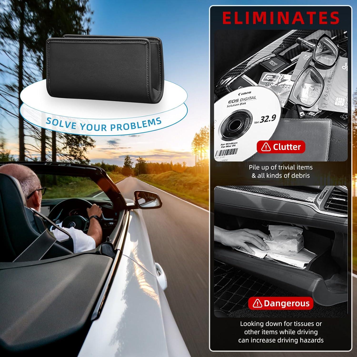 Basurero de Coche Zmoso Plegable de Cuero Negro 1.89L