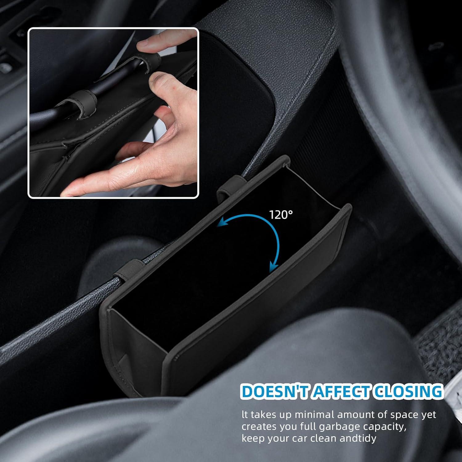 Basurero de Coche Zmoso Plegable de Cuero Negro 1.89L