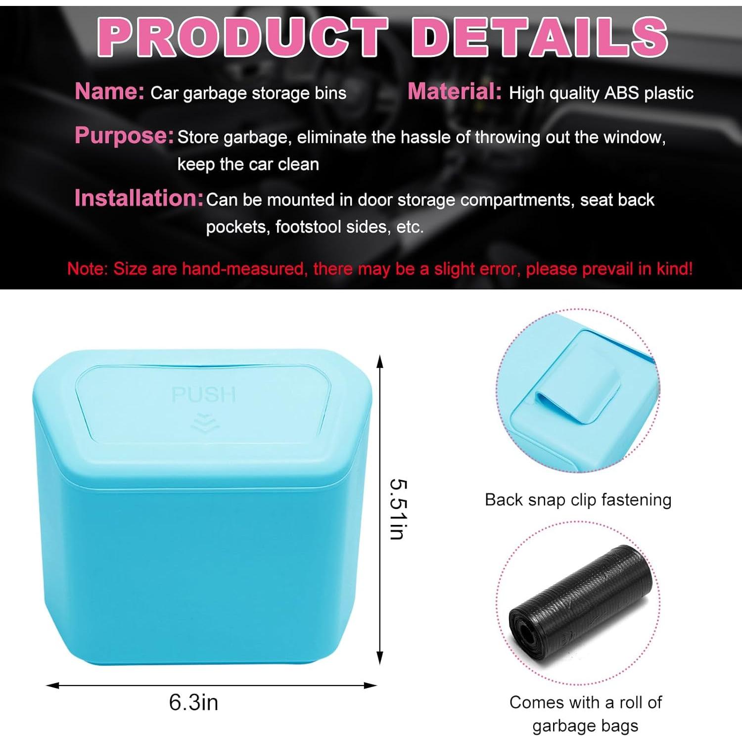 Basurero de coche con tapa Yourkar azul 17.8L portátil