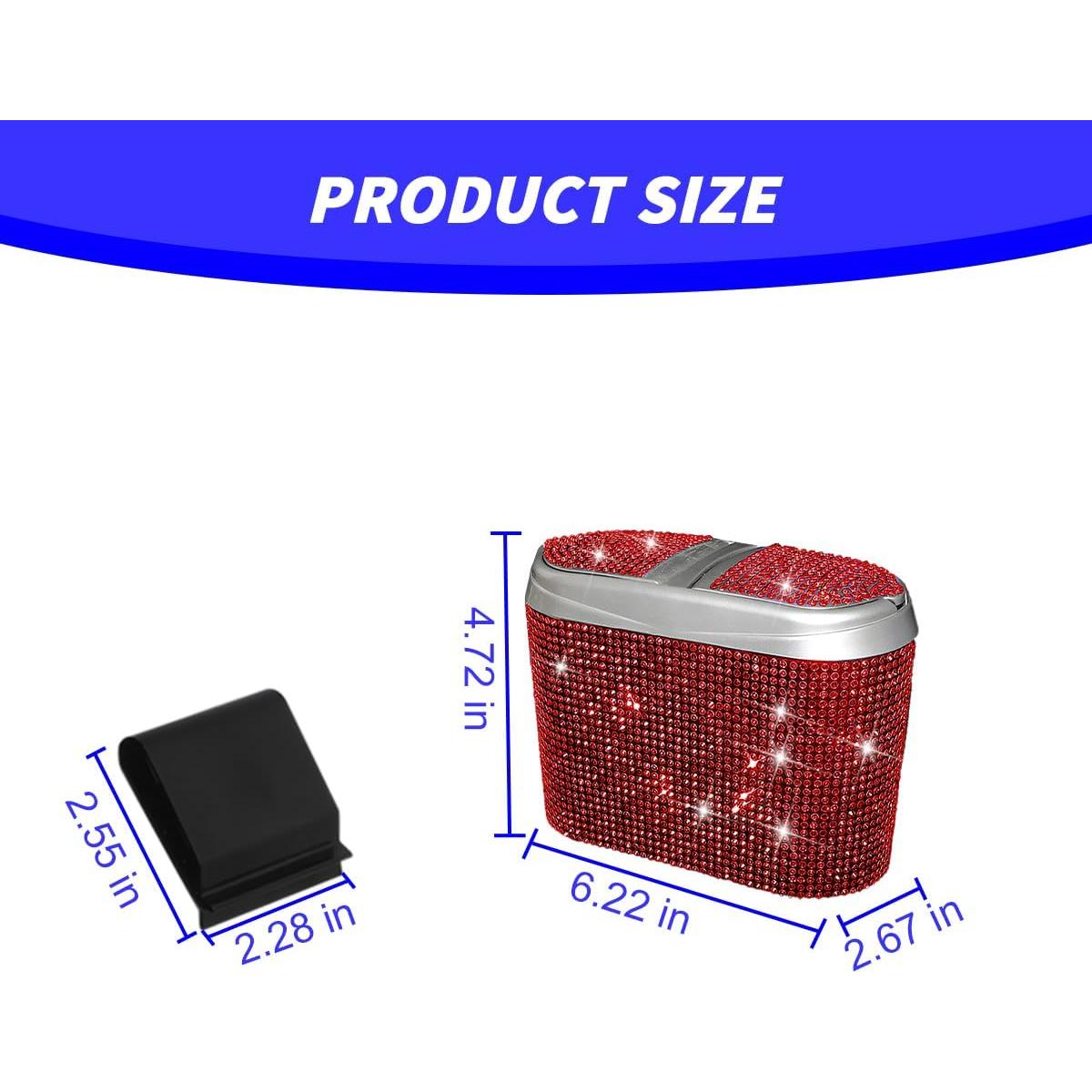 Bote de Basura para Auto Mandark con Tapa y Cristales Rojos