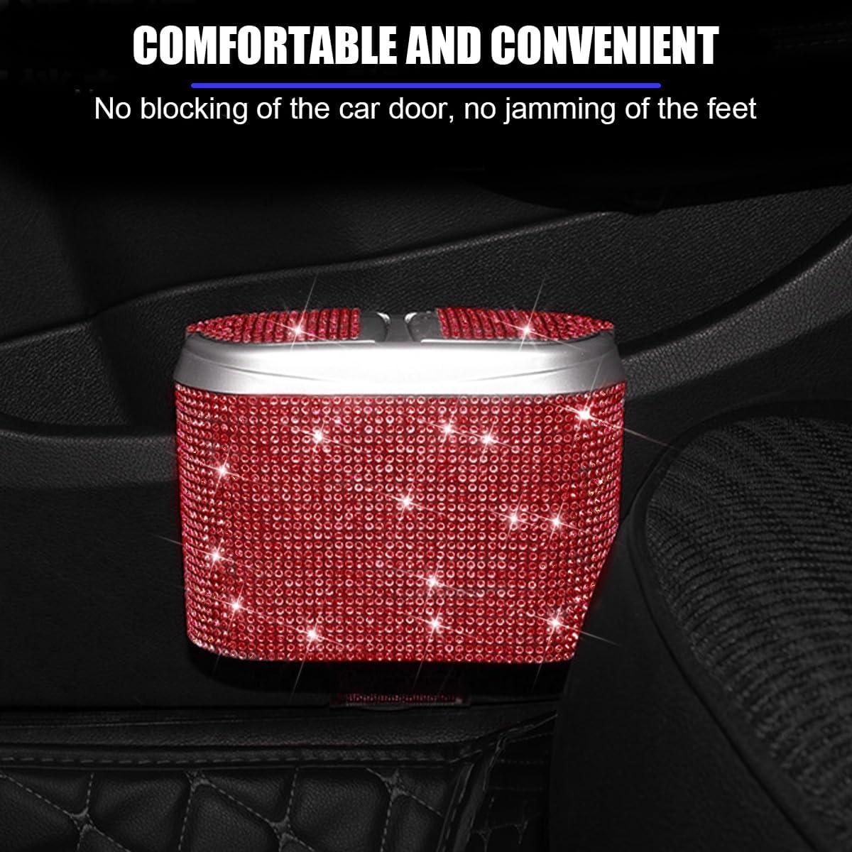 Bote de Basura para Auto Mandark con Tapa y Cristales Rojos