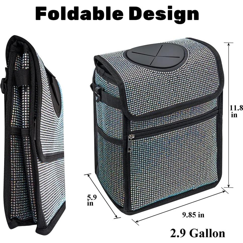 Basurero para Auto Ovege 11.4L Impermeable con Tapa Brillante