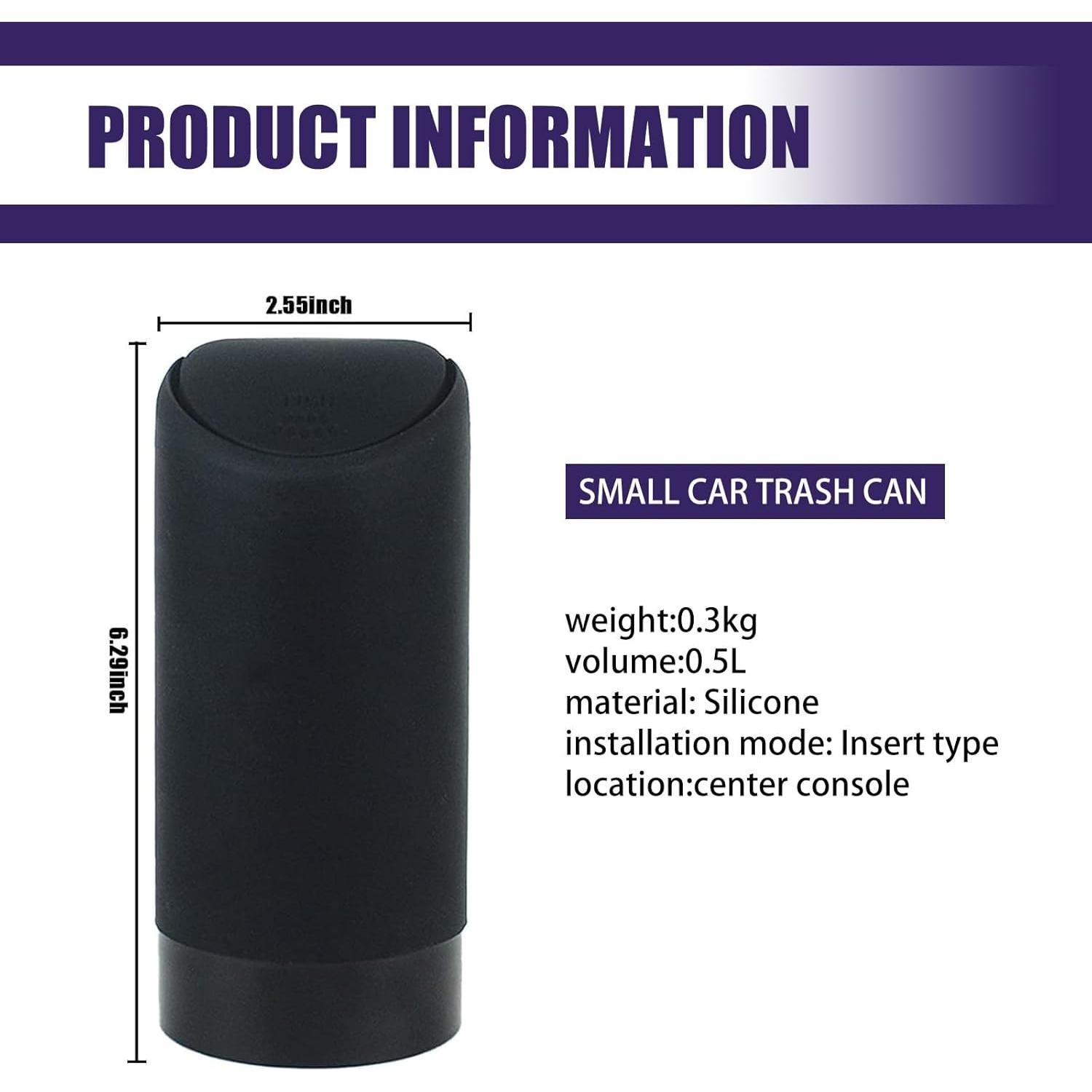 Basurero para Auto getfay Negro 6.5cm x 16cm Silicona Impermeable