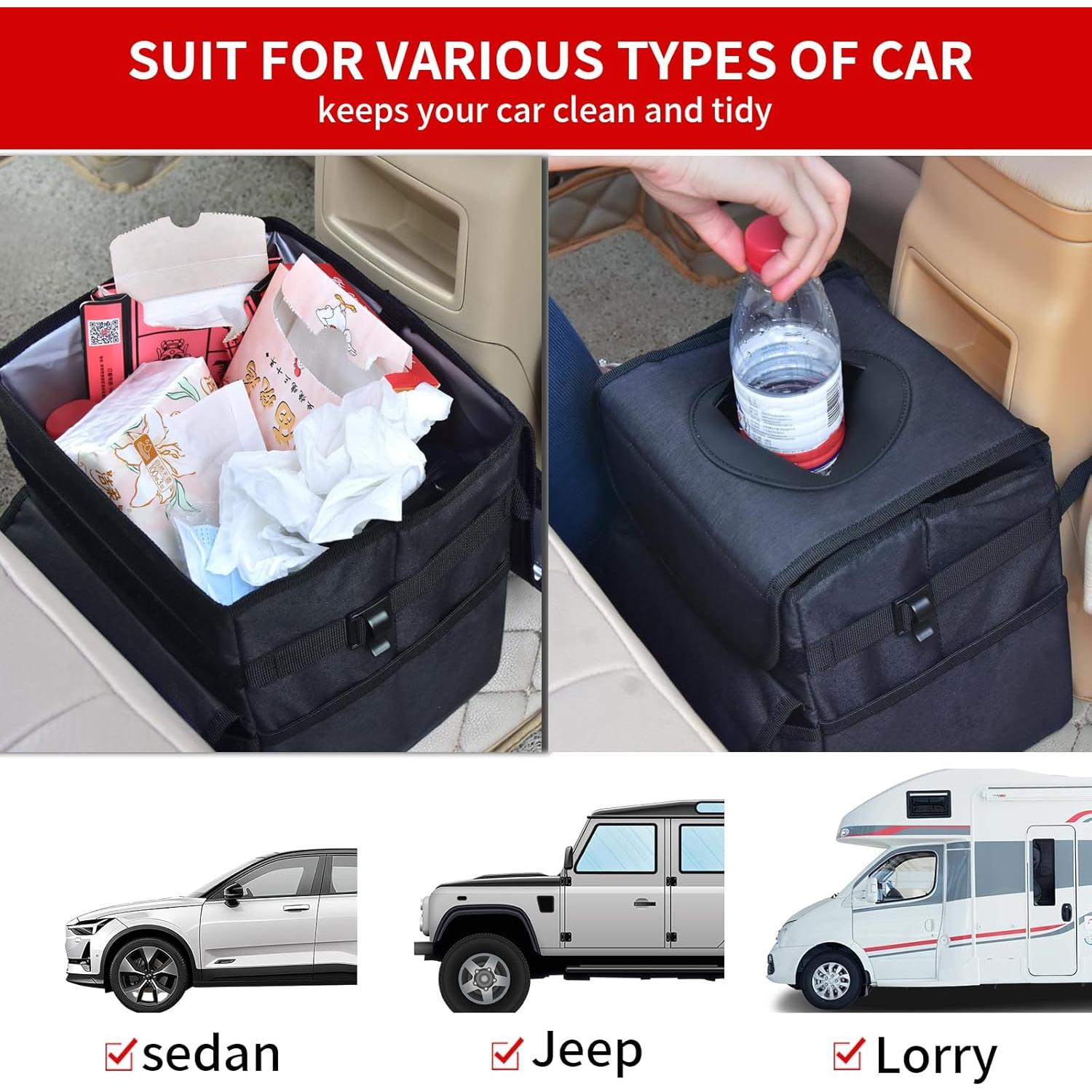 Basurero de coche ILLINOS grande impermeable 21x18x26 cm