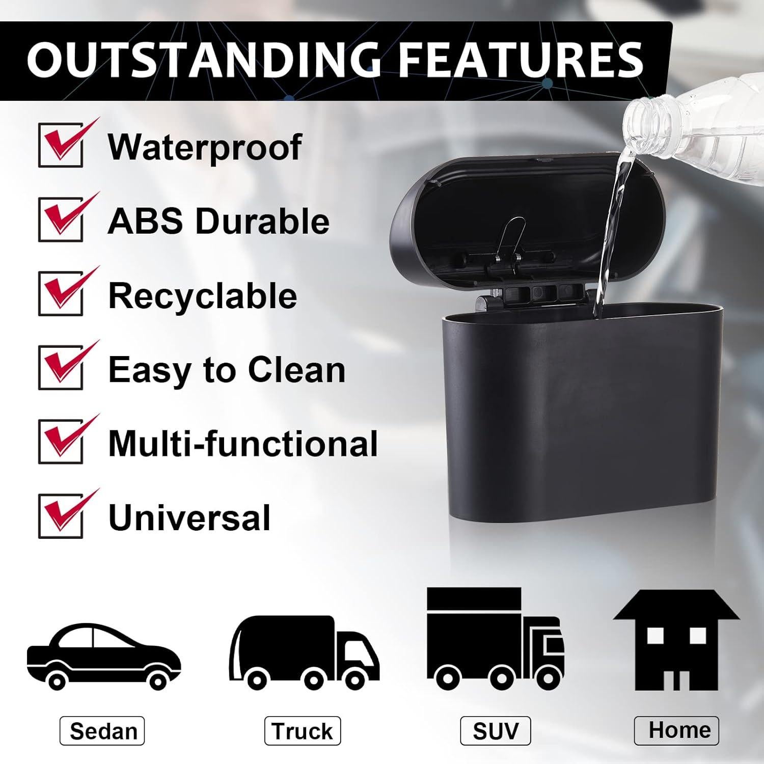 Basurero de Coche Tuanse 2 Pcs con 60 Bolsas a Prueba de Fugas