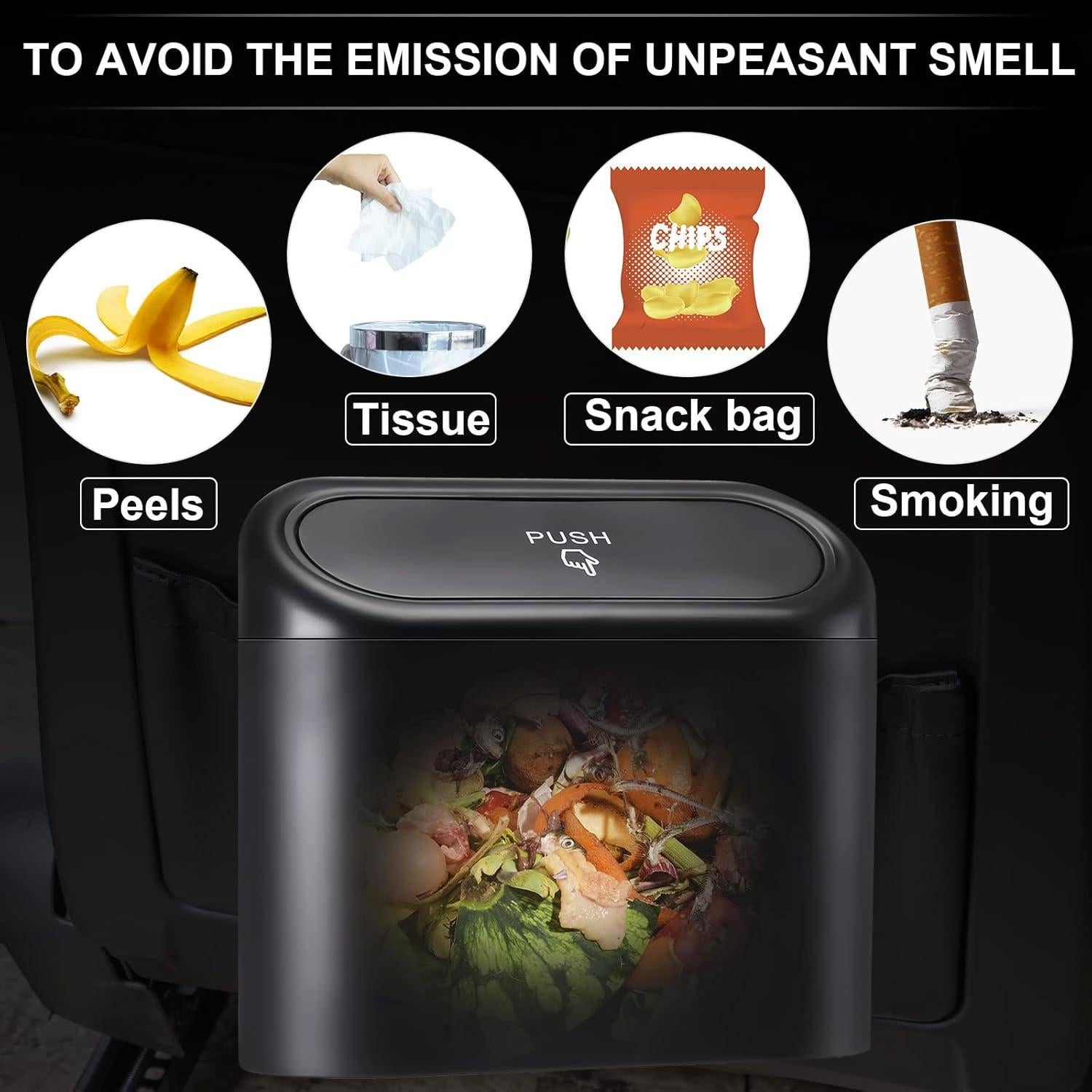 Basurero de Coche Tuanse 2 Pcs con 60 Bolsas a Prueba de Fugas