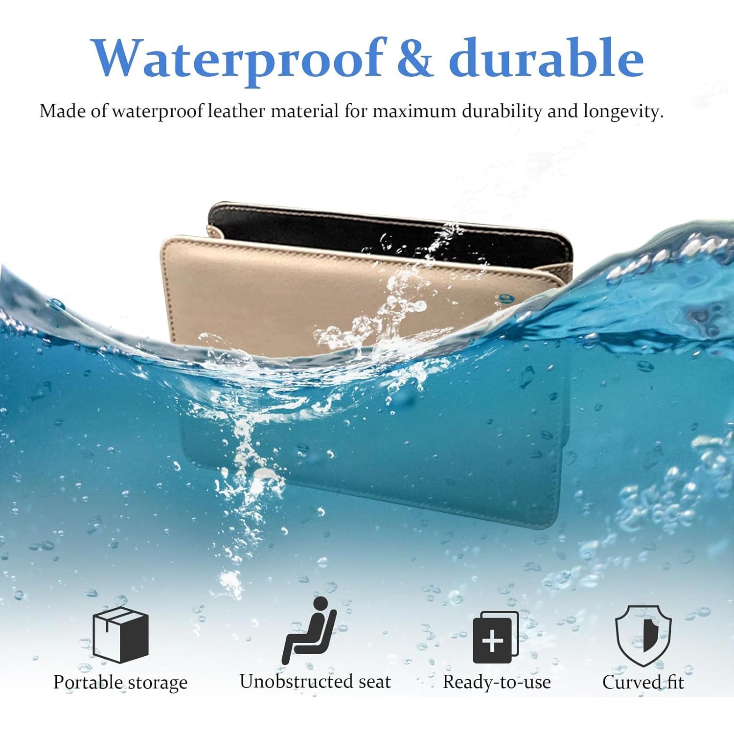 Basurero de Coche Augeny Plegable de Cuero Impermeable Beige