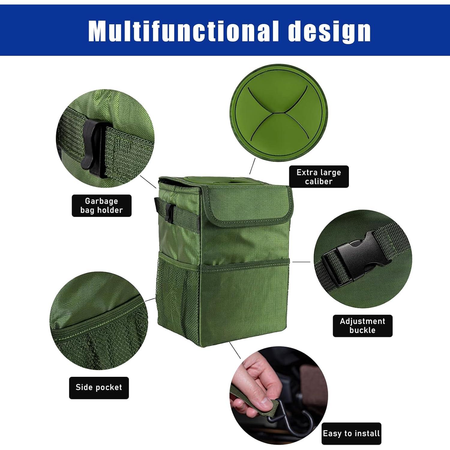 Basurero de Auto Kewucn Verde Militar 6L Plegable Impermeable