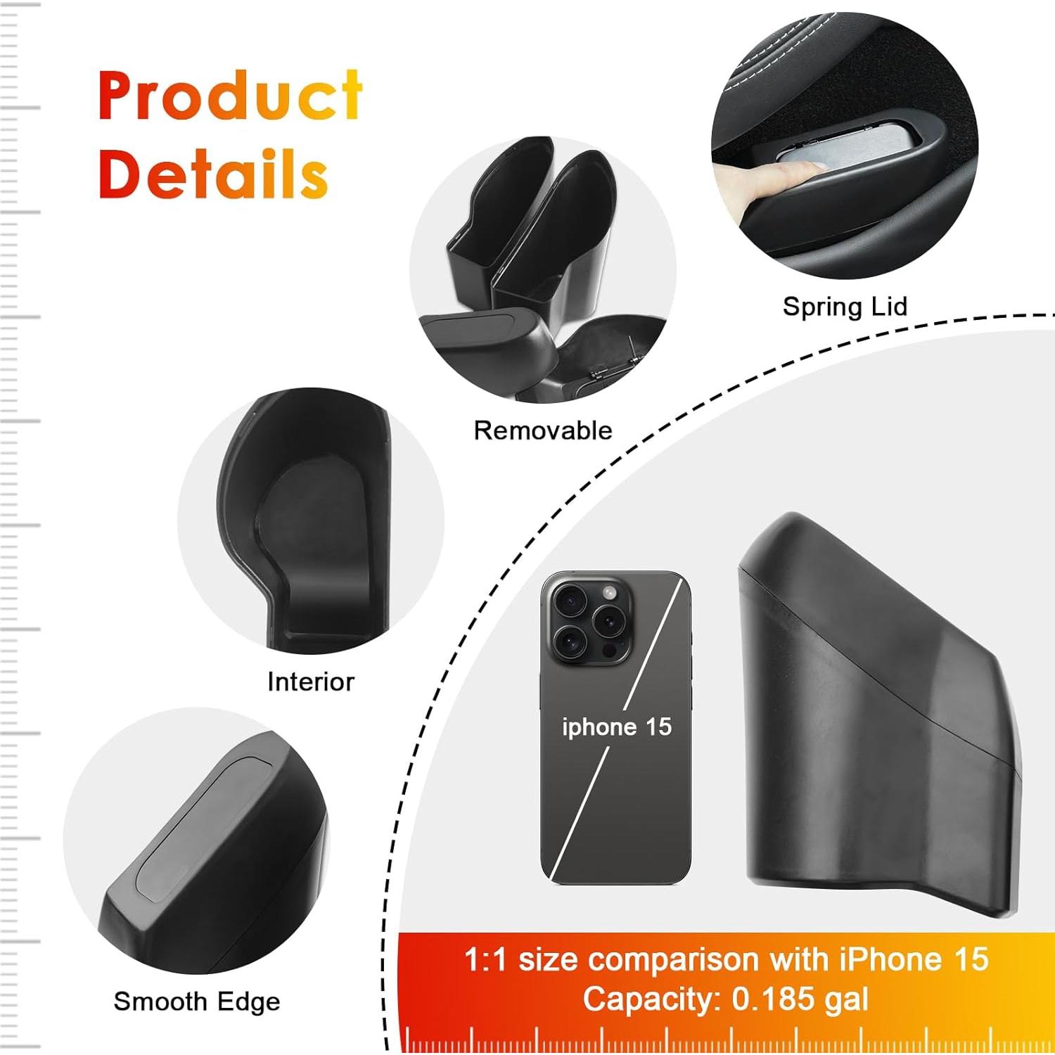 Basurero compacto para Tesla Model 3 y Y 2018-2024 con tapa