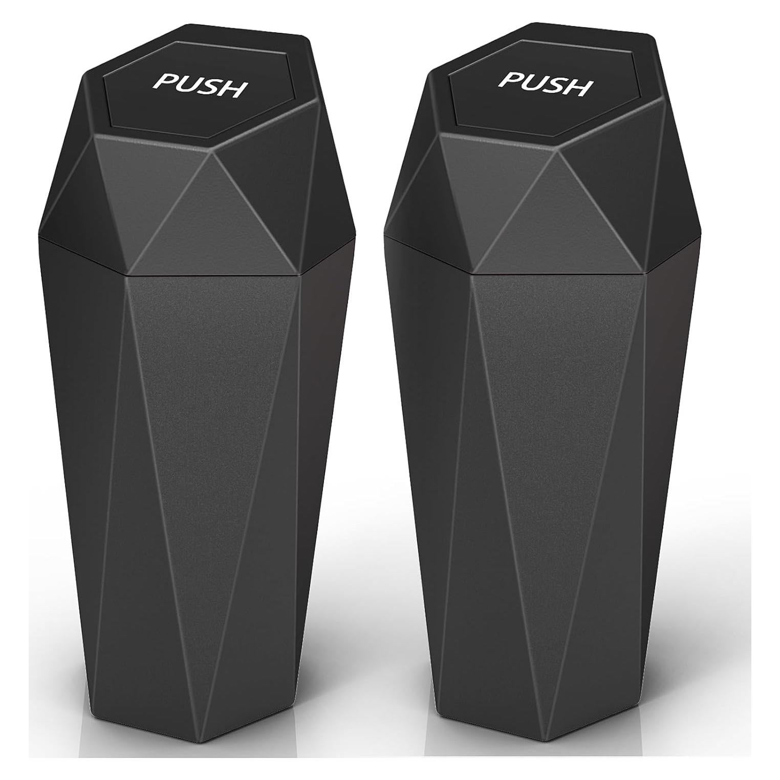 Basurero de coche con tapa XSGJC, paquete de 2, negro