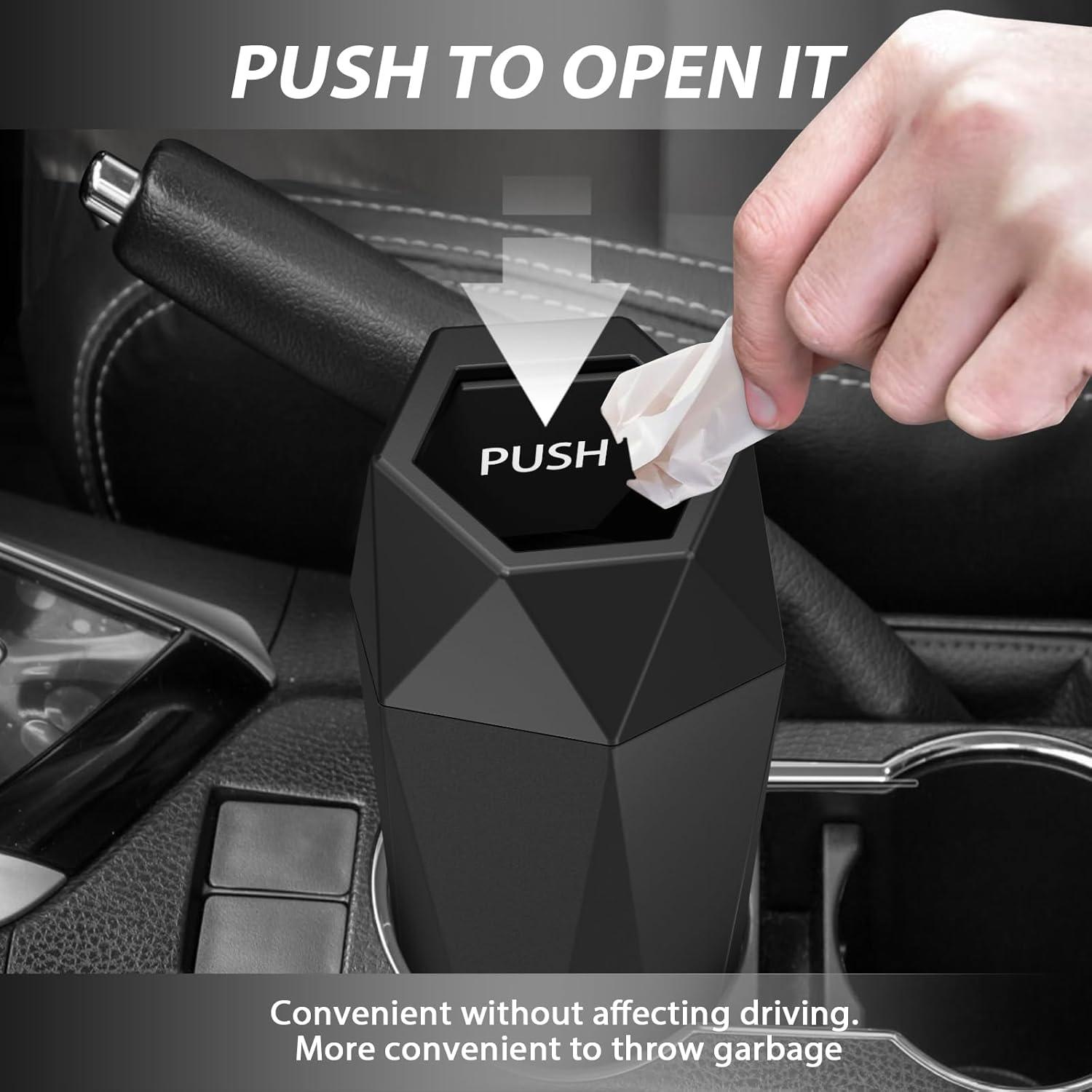 Basurero de coche con tapa XSGJC, paquete de 2, negro