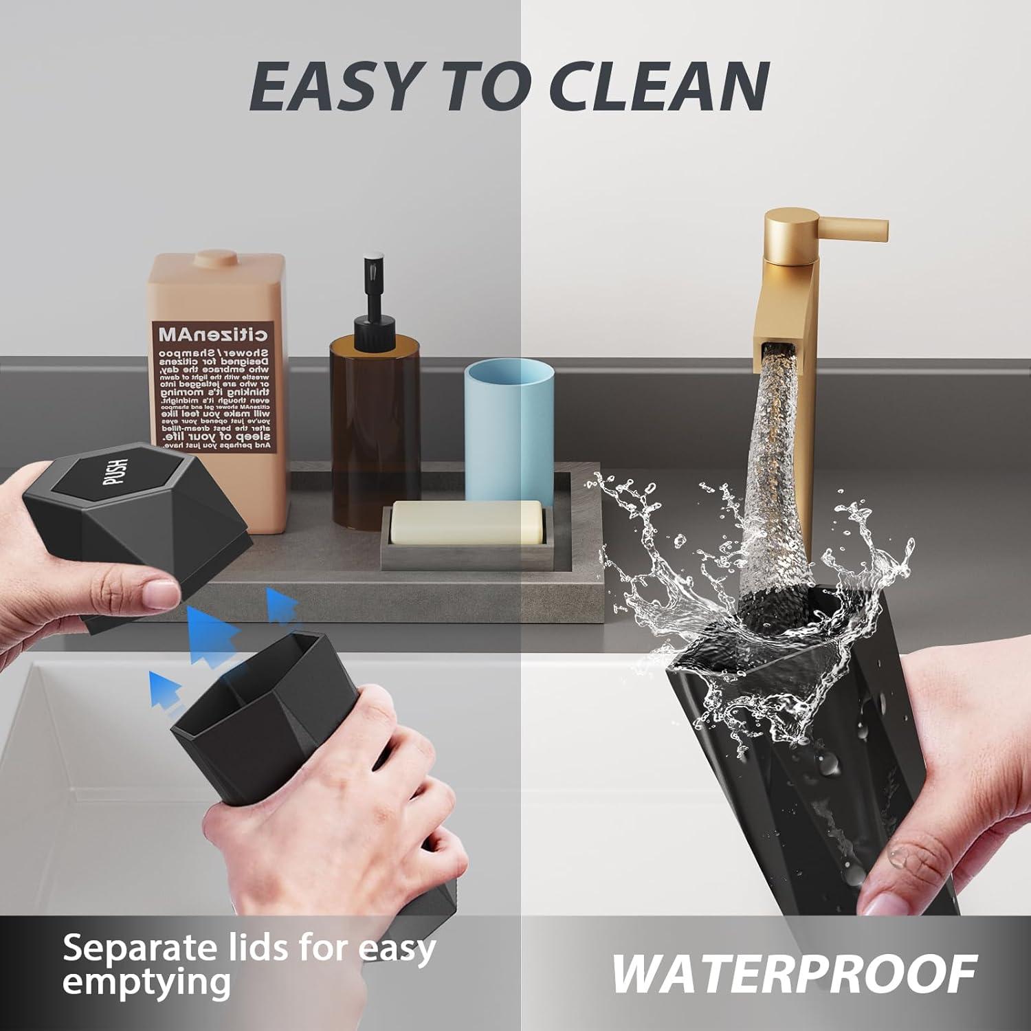 Basurero de coche con tapa XSGJC, paquete de 2, negro