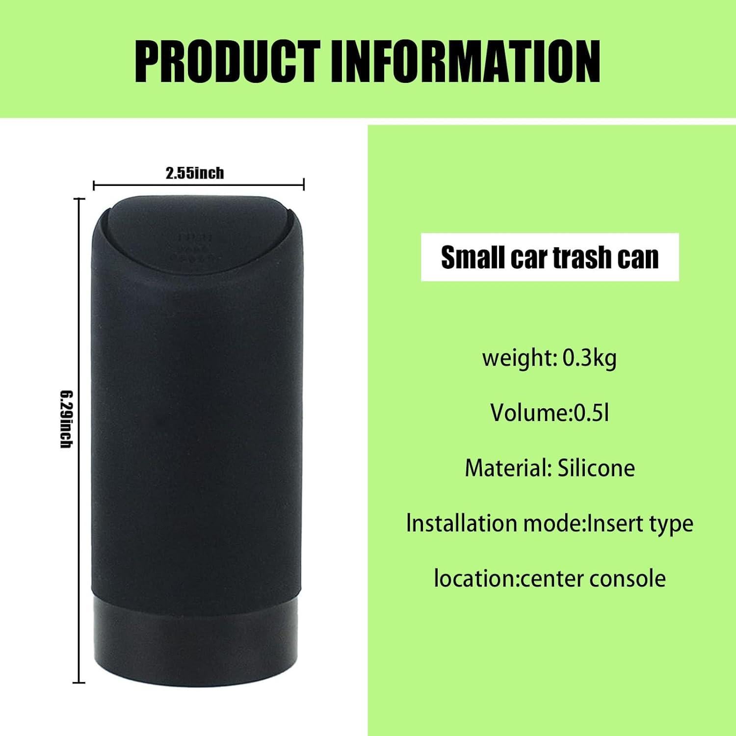 Basurero de Coche Jokormo Negro 6.45cm x 15.98cm Silicona