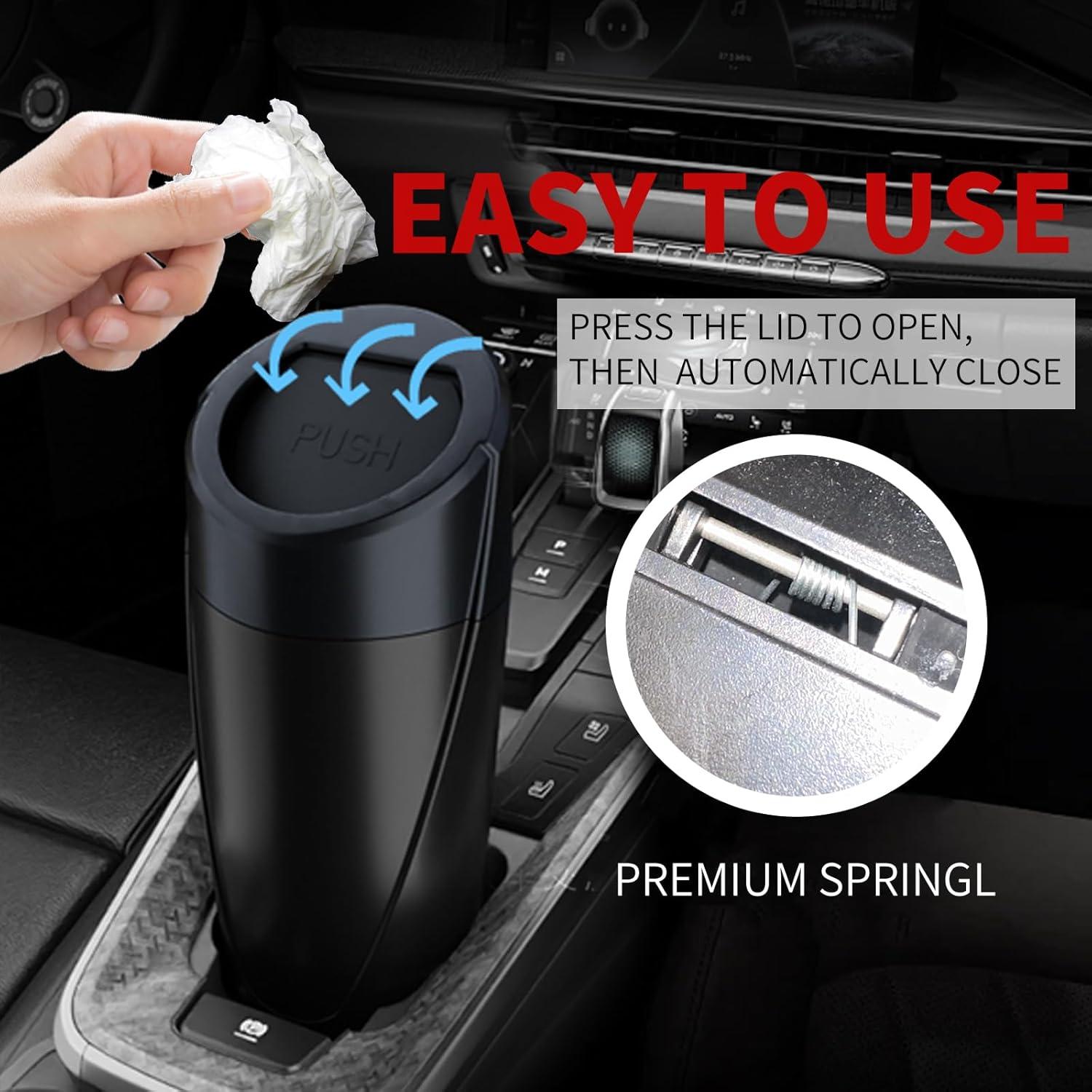 Basurero de Auto Compacto ABS Negro y Rosa con 90 Bolsas