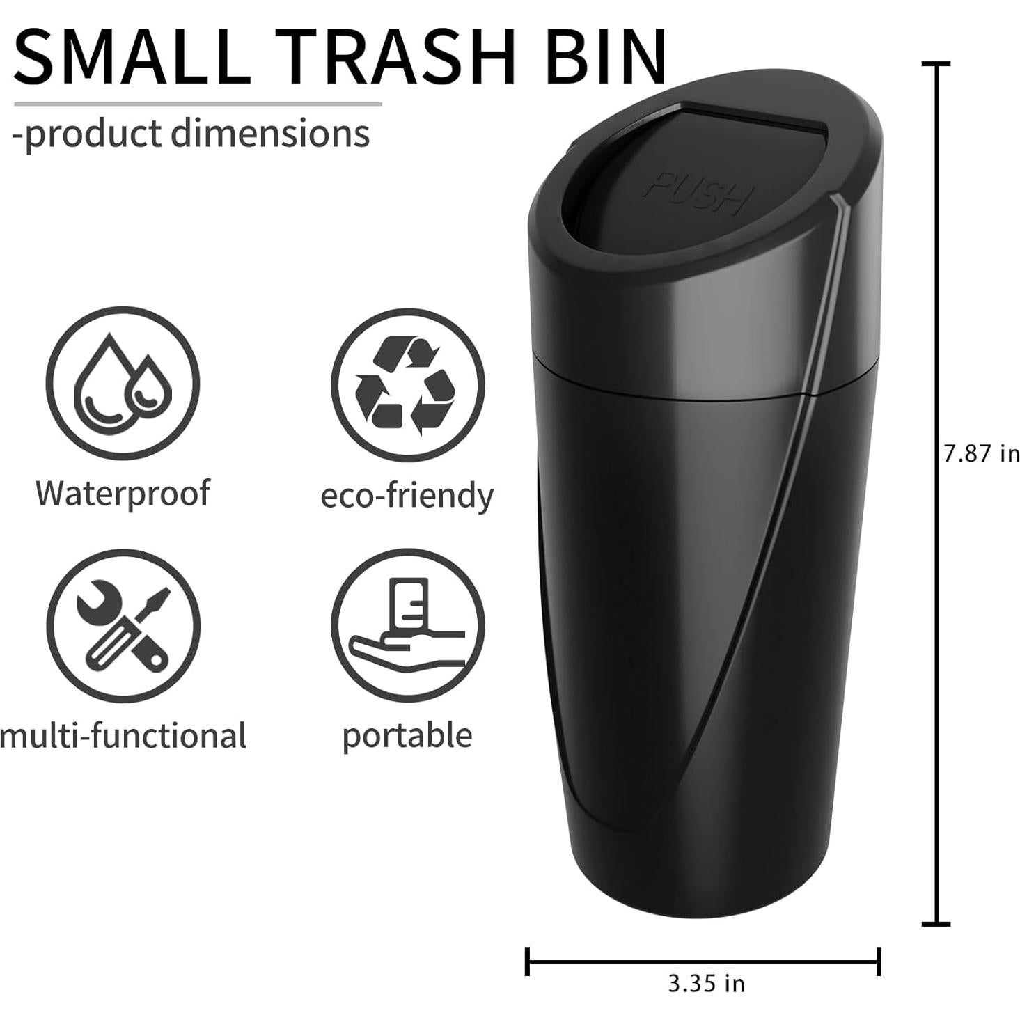 Basurero de Auto Compacto ABS Negro y Rosa con 90 Bolsas